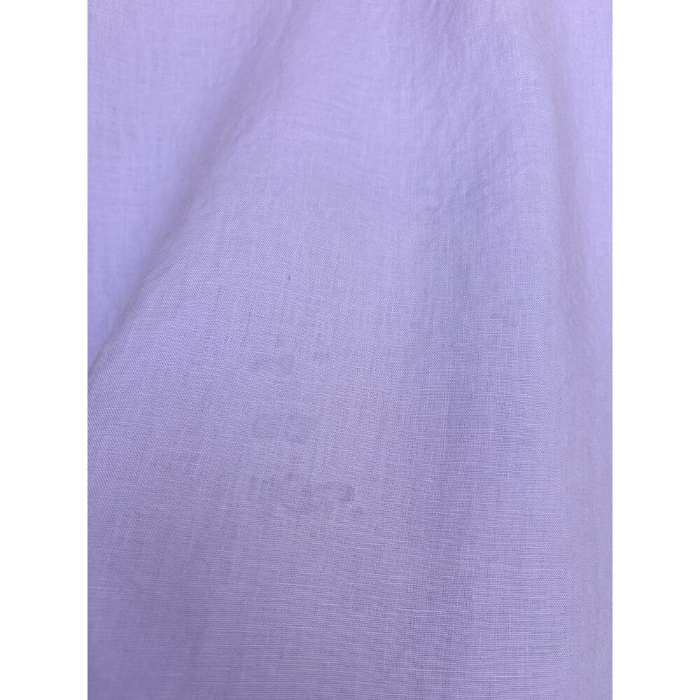 LL Bean Purple Linen Tunic Top Collarless Button Front Pintuck Pleats XL - Picture 15 of 15